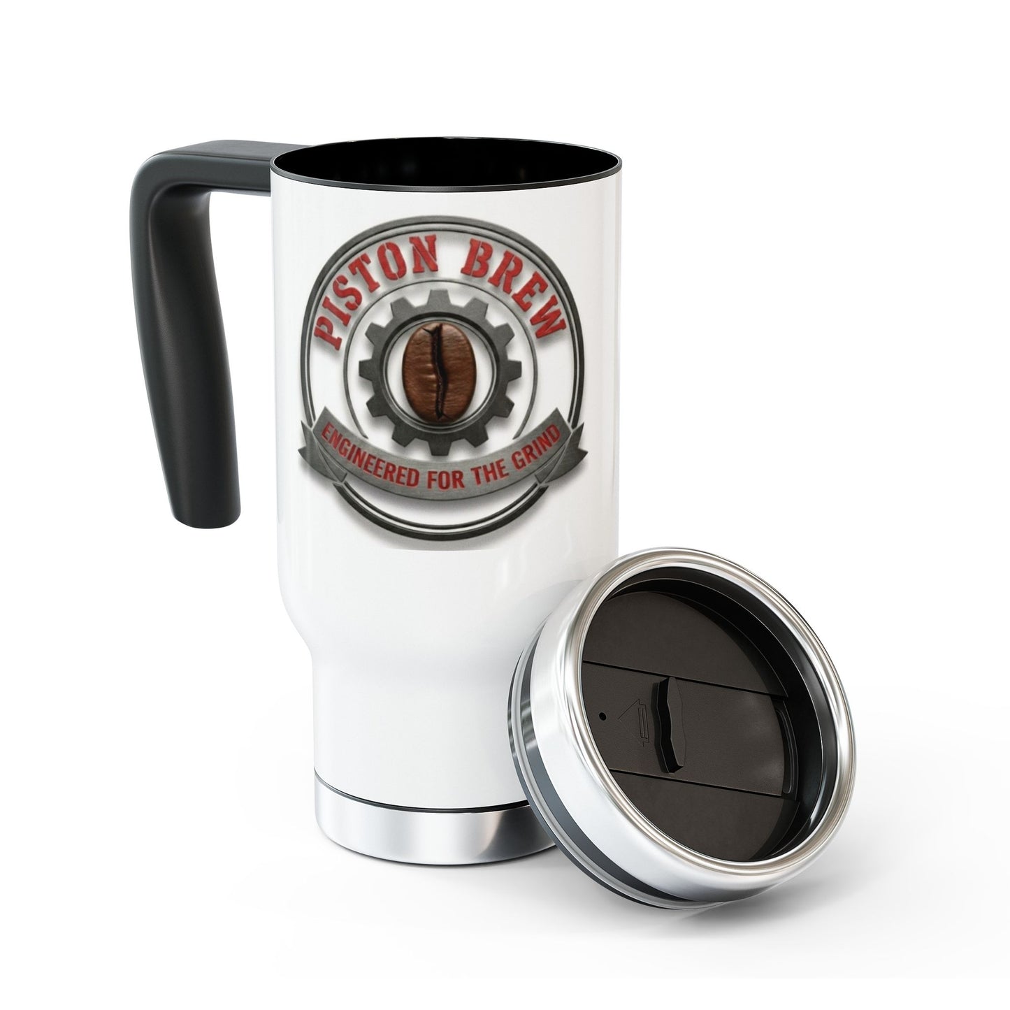 Piston Brew 14oz Stainless Steel Travel Mug with Handle