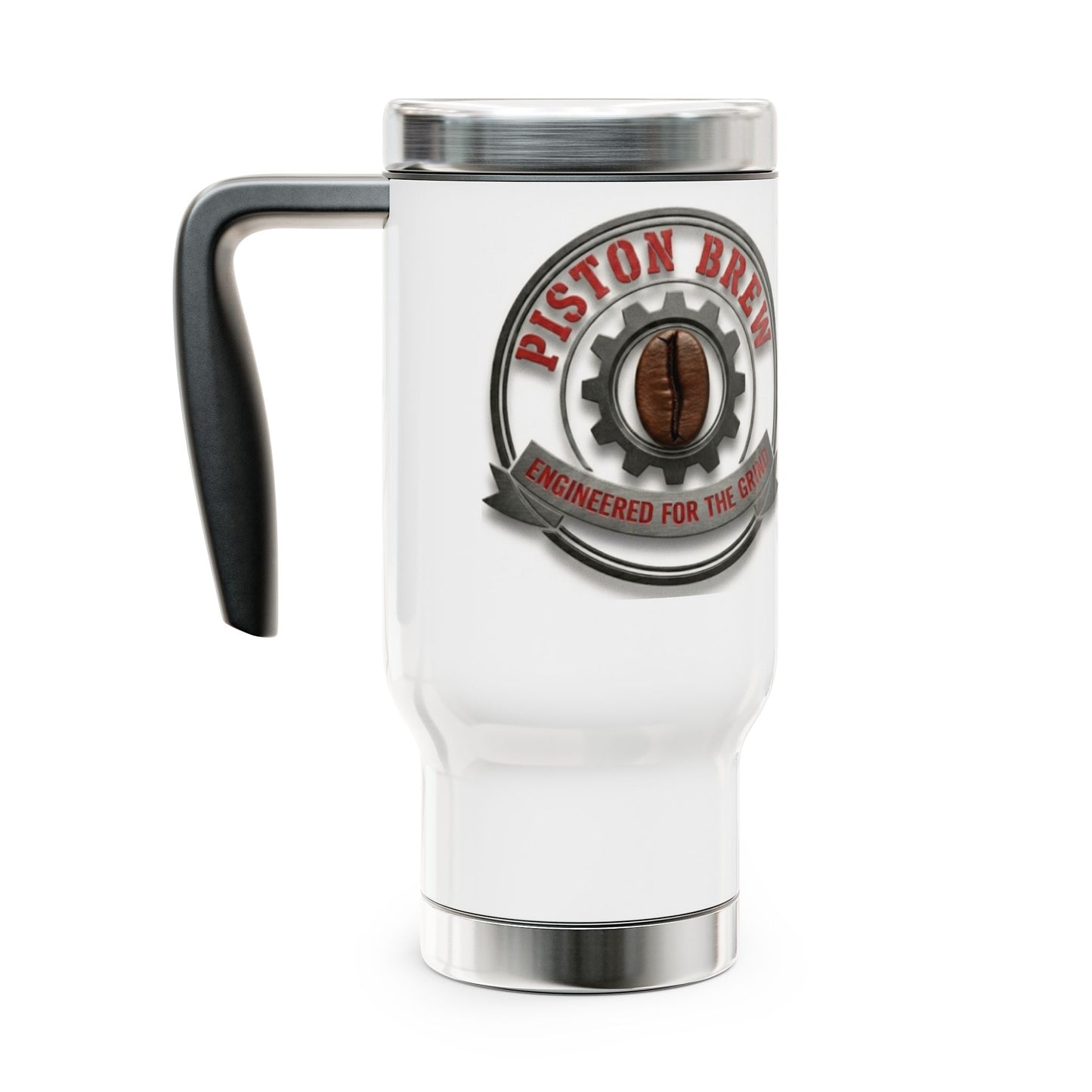 Piston Brew 14oz Stainless Steel Travel Mug with Handle